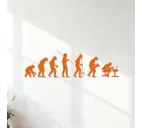 Lettering Stickers Human Evolution History Quotes from Apes to Computer Geek Teenagers 28.6x100.7cm Multi Color Selection Orange