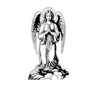 Lettering Stickers Kneeling Angel Praying Outline Silhouette 54.4x96.8cm It Won't Fall Off Black