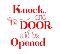 Lettering Stickers Knock and Door Will be Opened 67.2x69.6cm Easy Installation Red