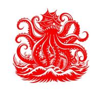 Lettering Stickers Kraken Rising a Giant Octopus Emerging 42x42.4cm Multiple Size Options Red