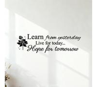 Lettering Stickers Learn from Yesterday Live for Today Hope for Tomorrow 32.5x110.5cm Removable Without Leaving Glue Black