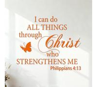 Lettering Stickers Motivational Quotes I Can Do All Things Through Christ Who Strengthens Me 35x40.7cm Can Modify and add Information Orange