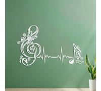 Lettering Stickers Musical Note Heartbeat Pulse Music 42x69.7cm Easy Installation White