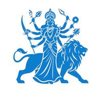 Lettering Stickers Powerful Indian Goddess Durga with Multiple arms Holding Weapons sac Female Energy 67.2x68.3cm Glass Stickers Blue