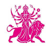 Lettering Stickers Powerful Indian Goddess Durga with Multiple arms Holding Weapons sac Female Energy 54.6x55.5cm Tattoo Culture Rosered