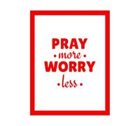 Lettering Stickers Pray More and Worry Less 49.4x65cm Window Decals Red