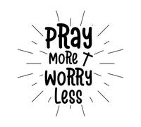 Lettering Stickers Pray More Worry Less god Jesus Typography Design 54.6x54.6cm Art Decoration Black