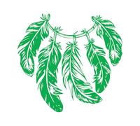 Lettering Stickers Prayer Feathers in Vintage Style 67.2x71.7cm Do not Damage The Wall Surface Green