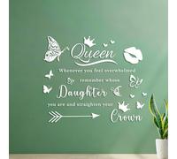 Lettering Stickers Queen Whenever You Feel overwhelmed Remember Whose Daughter You are and straighten Your Crown 54.6x73.5cm Store Decoration White