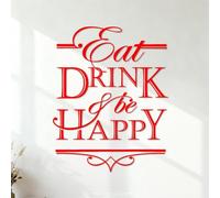 Lettering Stickers Quote Words Eat Drink and Be Happy 42x52.8cm Multiple Size Options Red