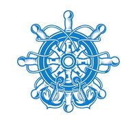 Lettering Stickers Ship's Wheel Sailor Nautical Style Sea Ocean Anchor 36x36cm Removable Without Leaving Glue Blue