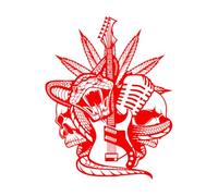 Lettering Stickers Skull Bones Snake Guitar Microphone Music 68x87.2cm Can Modify and add Information Red