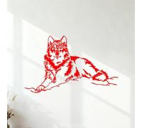 Lettering Stickers The Alpha Wolf Lying on the Snow. 54.6x90cm Easy Installation Red