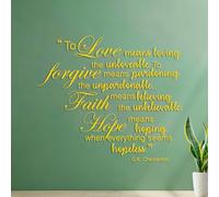 Lettering Stickers to Love Means Loving The unlovable. to Forgive Means pardoning The unpardonable. Faith Means Believing The Unbelievable. G.K.Chesterton 42x48.4cm Waterproof Yellow