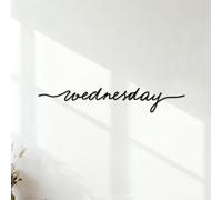 Lettering Stickers Wednesday Black Hand Drawn Continuous Line Word 31.2x182.5cm Waterproof Black