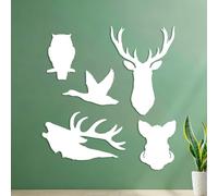 Lettering Stickers Wild Predator Forest Animals Silhouette Deer Owl 35x37.6cm Do not Damage the wall Surface White