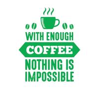 Lettering Stickers with Enough Coffee Nothing is Impossible 65.6x79.2cm Multiple Size Options Green