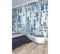 Letterpress Graffiti Wall Mural Origin Murals Blue W300cm x H240cm