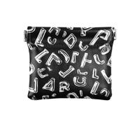 Letters Black Background Squeeze Coin Purse Pouch Change Holder PU Leather Mini Wallet Coin Pocket for Women Girls Men