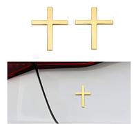 Letters Car Emblem for Metal Jesus Christ Cross,Rear Trunk Badge Decal Waterproof Adhesive Sticker Exterior Auto Decor,Gold