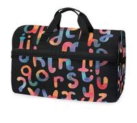 Letters Gradient Style Travel Duffel Bag for Men Women Boys Girls Teens,Oversized Sports Gym Bag with Shoes Compartment Overnight Weekend Yoga Workout Bag Training Handbag