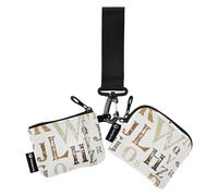 Letters Grunge Retro Women's Coin Wallet Card Holder Small Portable Coin Purse Change Holder with Keychain for Women Men 2 Pcs, Letters Grunge Retro, One Size