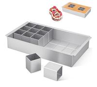 Letters Number Cake Tins with 12 Small Square Frames, Adjustable Aluminium Bakeware, Rectangular DIY Baking Mould Set, Movable Non Stick Digital Shape Cake Tool for Wedding, Birthday, Christmas, Party