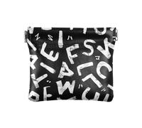 Letters on Black Background Squeeze Coin Purse Pouch Change Holder PU Leather Mini Wallet Coin Pocket for Women Girls Men