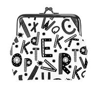 Letters Pattern Coin Purse Vintage Pouch Buckle Clutch Bag Kiss-Lock Change Purse Clasp Closure Wallets for Women Girl