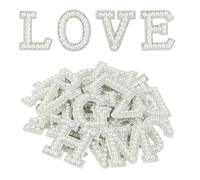 Letters Pearl Stickers, Self Adhesive Letters for Fabric, White Letter Stickers for Clothing Customisation, Iron on Letters for Clothes, Set of 26 Alphabet Stickers, 4.5 by 4.5 Cm Each