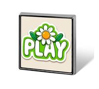Letters PLAY Cartoon White Flower Unisex Brooches & Pins Square Lightweight Lapel Badge Jewelry for Clothing Shawl Hat