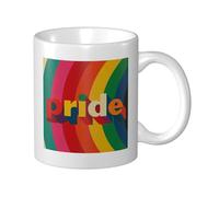 Letters Pride Rainbow Color Ceramic Cup, Elegant Coffee Mug Tee Drinkware Water Cup for Home Office 11oz