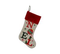 Letters Print Christmas Stockings Cartoon Christmas Ball Pattern Candy Bags Patchwork Treat Bag Hanging Ornament for Fireplace Mantel (Noel, 46cm*27cm)