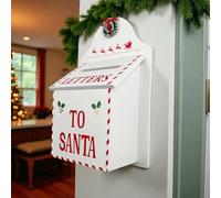 Letters to Santa Christmas Letterbox, Red and White, Holiday Mailbox Decoration (White)