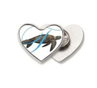 Letters Turtles Roam Ocean Heart Metal Pin Brooch Clip Love
