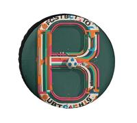 Letters with Football Elements Spare Tire Cover, 24inch Oxford Wheel Protector Travel Accessories, Waterproof Dustproof Wheel Tire Covers for RV Jeep SUV Camper Truck