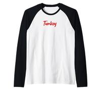 Letters Word Turkey in Cute Red Font Raglan Baseball Tee