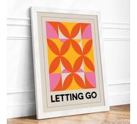 Letting Go Geometric Framed Wall Art Print A2 (59.4×42cm) White, Wall Decor for Living Room, Bedroom, Office & Home, Ready to Hang, Art Gift