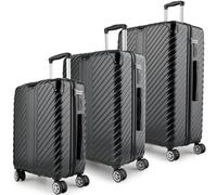 LETTOO Travel Suitcase with Wheels - Extremely Stable Trolley Case with Laptop Bag Attachment and Corner Protection Corner Protection, black, 3-Set 20,24,28 Zoll, LETTOO Travel suitcase with wheels
