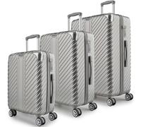 LETTOO Travel Suitcase with Wheels - Extremely Stable Trolley Case with Laptop Bag Attachment and Corner Protection Corner Protection, silver, 3-Set 20,24,28 Zoll, LETTOO Travel suitcase with wheels