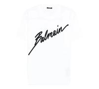 Lettre Flocked T-shirt - male - Balmain - T-Shirts - White - M - Tops M