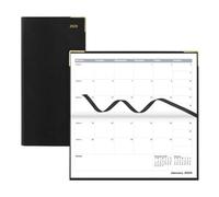 Letts of London® 2026 Classic Monthly Planner, 13 Months, January 2026 to January 2027, Month-to-View, Horizontal, Gold Corners, Slim Size, 6.625" x 3.25", English, Black (C12SBK-26)