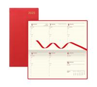 Letts of London® Belgravia 2025 Weekly/Monthly Appointment Book and Planner, 12 Months, January to December, Horizontal, Slim Size, 6.625" x 3.25", English, Red (C33SRD-25)