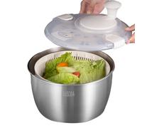 Lettuce Dryer Spinner - Large Stainless Steel Salad Spinner, Vegetable Fruit Dryer Tool, Kitchen Gadget Rotating Handle Design | Durable Bowl Construction Practical Use for Home Cooking Meal Prep