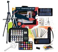 Lettuce Eat® 126pcs Deluxe Artist Painting Set with Aluminum Easel Canvas Drawing Tools for Beginner, Student and Artist Art Set