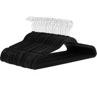 Lettuce Eat® 150 Pack Ultra Slim Space Saving Premium Velvet Hangers in Black with Swivel Hooks, Non-Slip Surface, Curved Edges Preserve Clothing Shape, shark skin-like texture.