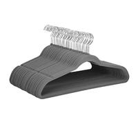 Lettuce Eat® 150 Pack Ultra Slim Space Saving Premium Velvet Hangers in Grey with Swivel Hooks, Non-Slip Surface, Curved Edges Preserve Clothing Shape, shark skin-like texture.