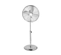 Lettuce Eat 16 Inch Metal Pedestal Floor Fan, Chrome Standing Fan With 4 Blades, Oscillating Function, 3 Speed Settings, Adjustable Height Round Base For Better Stability