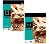 Lettuce Eat® 2 x A2 Sketch Pad Cartridge Paper Book White Drawing Sketching 150gsm 25 Sheets & 12 Free Paper Mate Pencils