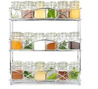 LETTUCE EAT ® 3 Tier Herb & Spice Rack Organiser | Free Standing Non-Slip Modern Design Universal Design Kitchen & Pantry Storage Solution (Silver)